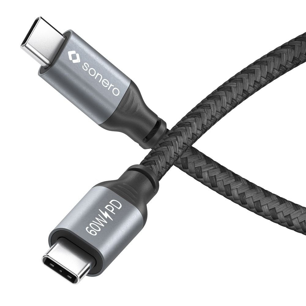 Sonero Usb-C A Usb-C Cable De Carga - Usb 2.0, 60w Pd Gris/Negro - 0,50m
