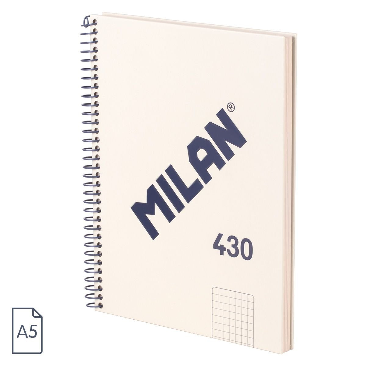 Milan Serie 1918 Cuaderno Espiral Formato A5 Cuadricula 5x5mm - 80 Hojas De 95 Gr/M2 - Microperforado, 2 Taladros -