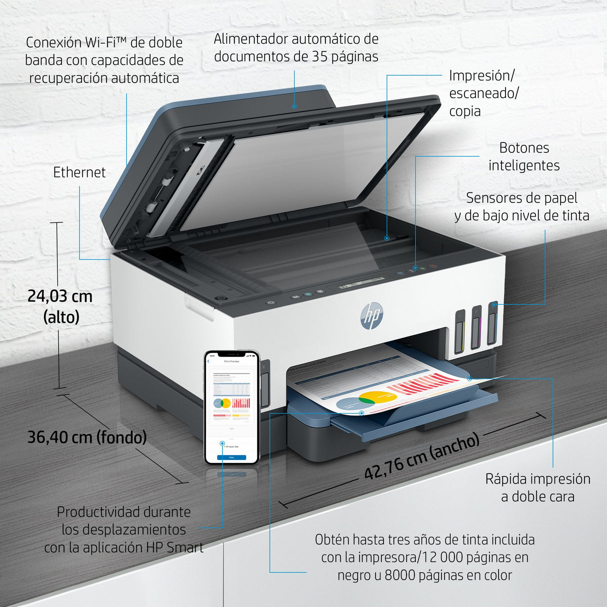 EAN 0195908302520 - HP Smart Tank 7306 All-in-One Printer Inyección de tinta térmica A4 4800 x 1200 DPI 15 ppm Wifi imagen 5