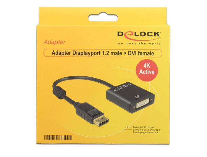 Delock Adaptador Displayport 1.2 Plug > Dvi 24+5 Socket Black 4k Active