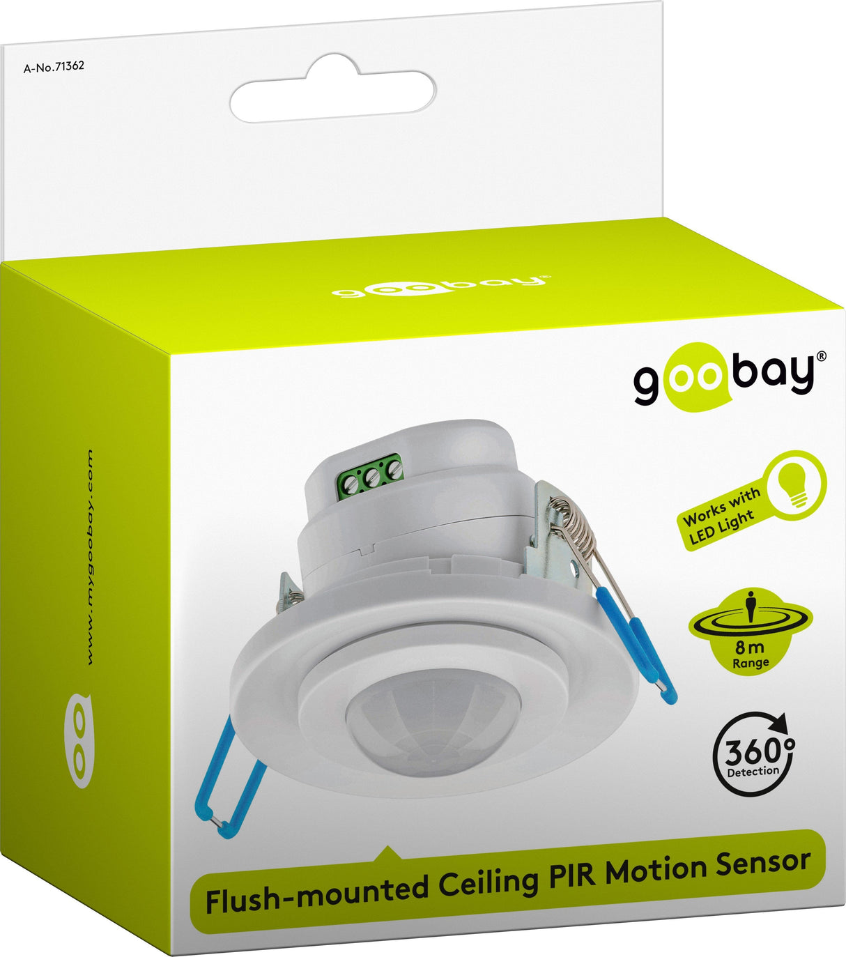 Detector De Movimiento Por Infrarrojos
 Montaje Empotrado En Techo, 360°, Alcance De 8 M, Interior Ip20 Apto Led