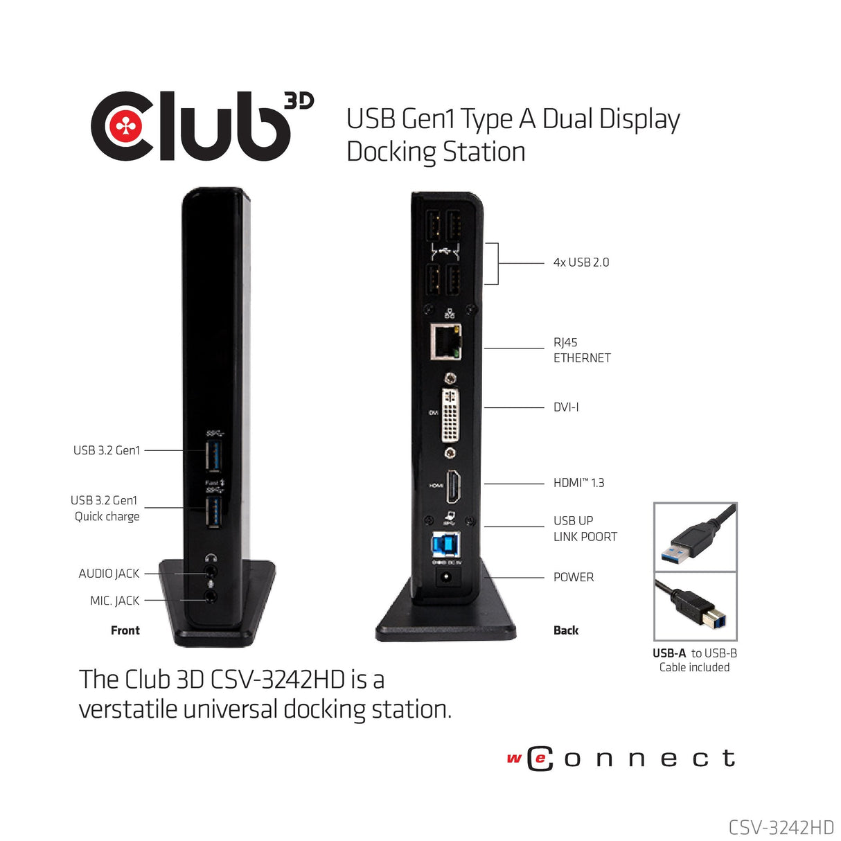 Club3d Sensevision Usb3.0 Dual Display Docking Station