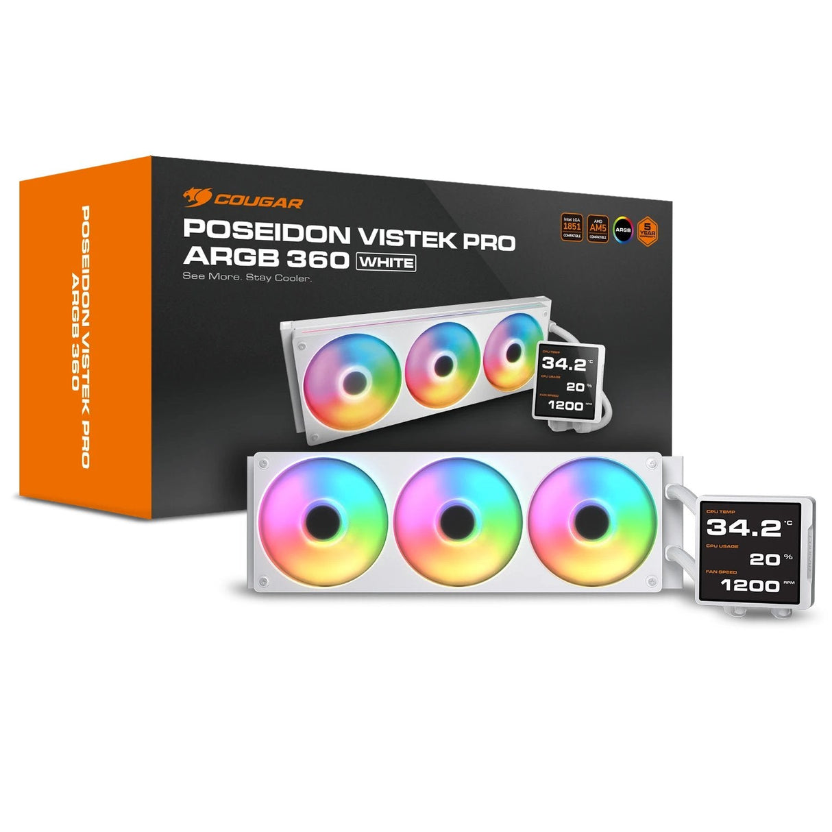 Cougar Cpu Refrigeracion Liquida Poseidon Vimek Pro 360,Argb,Blanco