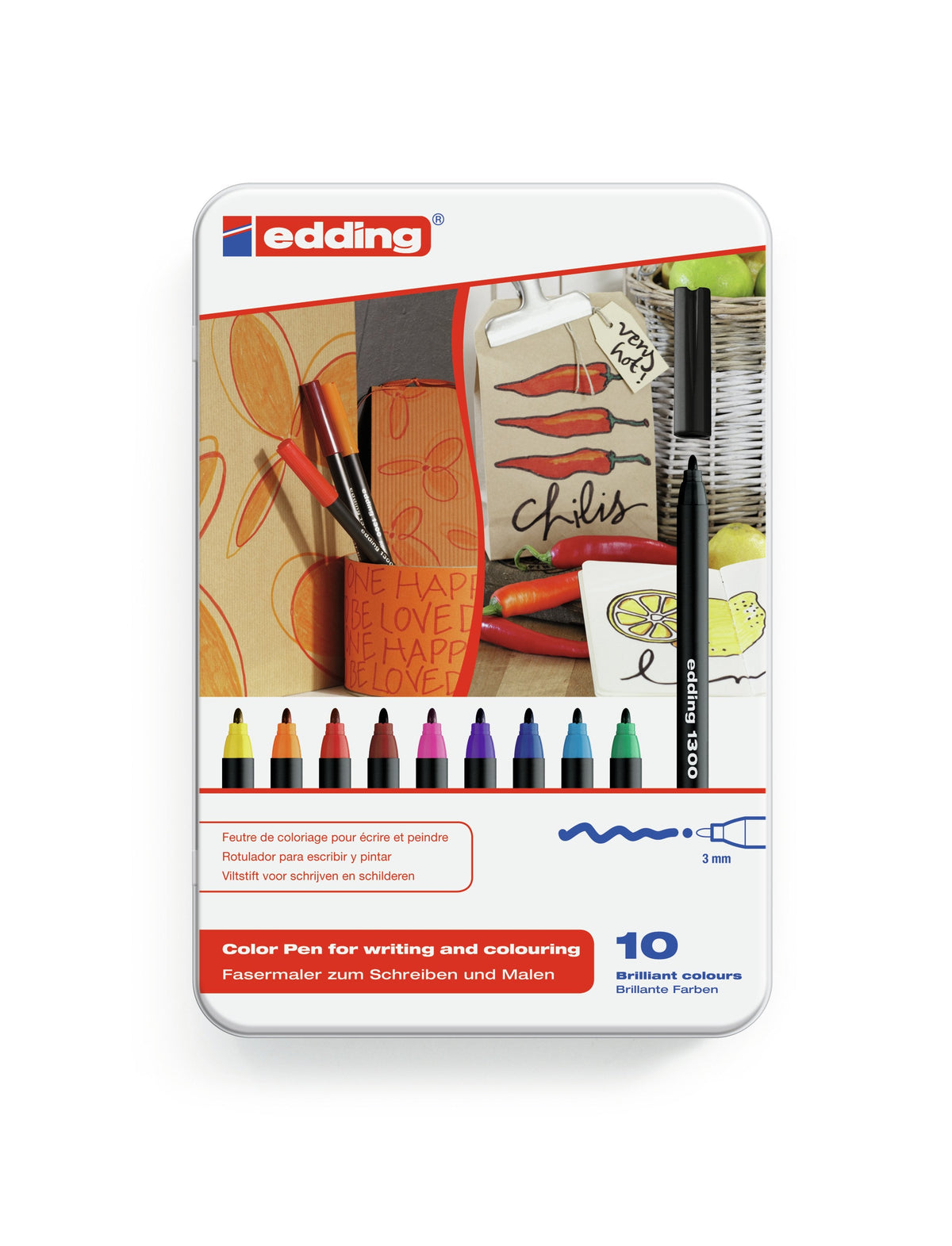 Edding 1300 - Rotulador - Mixto Colores - Tinta A Base De Agua - 3 Mm (Paquete De 10)