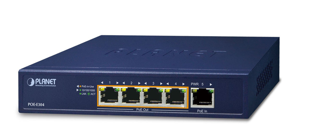 EAN 4711605282260 - PLANET POE-E304 ampliador de red Transmisor y receptor de red Azul 10, 100, 1000 Mbit/s imagen 1