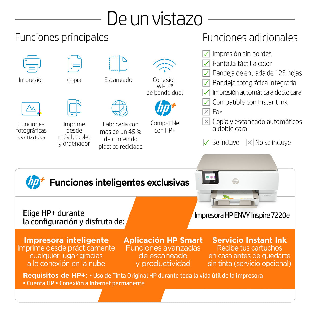 EAN 0195697742316 - HP ENVY Inspire 7220e All-in-One Printer Inyección de tinta térmica A4 4800 x 1200 DPI 15 ppm Wifi imagen 5