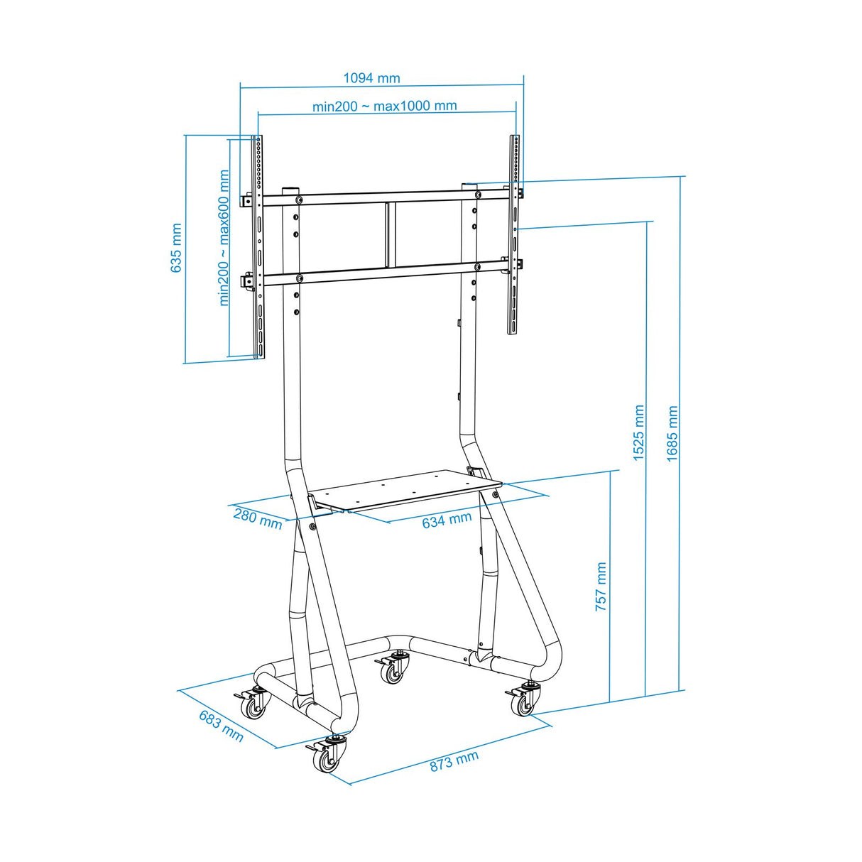 EAN 8433281009530 - TooQ FS20200M-B soporte para monitor 2,67 m (105") Piso Negro imagen 9