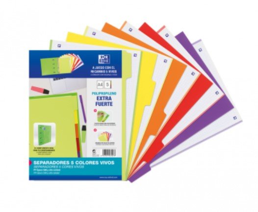 Oxford Juego Separadores 5 Posiciones Pp 500 Micras A4 C/Surtidos Vivos