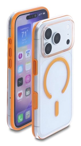Delock Funda Protectora Para Iphone 17 Pro Compatible Con Magsafe Transparente-Naranja