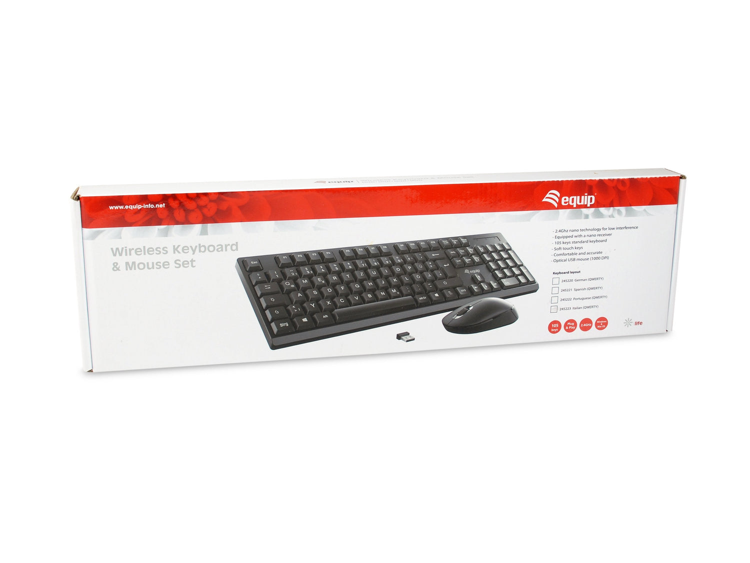 Teclado Italiano + Ratón Equip 245223 Rf Inalámbrico Qwerty Negro