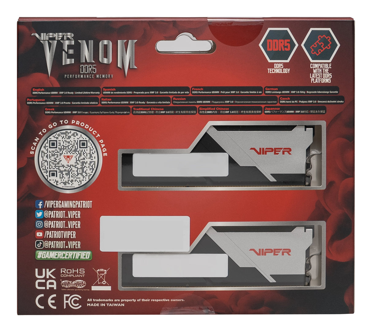 Patriot Memory Viper Venom Ddr5 32gb 6400mts Cl38 Kit 2x16gb Amd Optimized