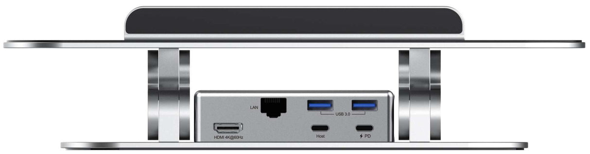 Soporte De Mesa Rapoo Ucs-5001 Para Portátil Con Docking Usb-C 1xhdmi 1 Rj45 Gb 2xusb 3.0 2 Usb-C Color Plata