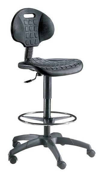 Unisit Taburete Esos E2 Giratorio Regulable C/Respaldo Reposapiés Poliuretano Negro