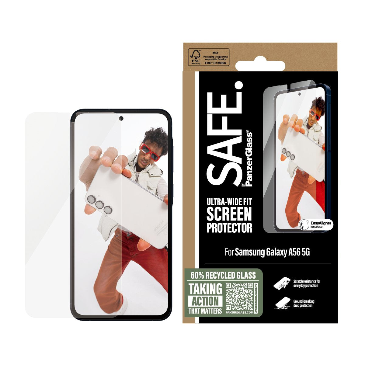 EAN 5715685017629 - PanzerGlass SAFE. by ® Screen Protector Samsung Galaxy A56 5G | Ultra-Wide Fit w. EasyAligner Protector d imagen 2