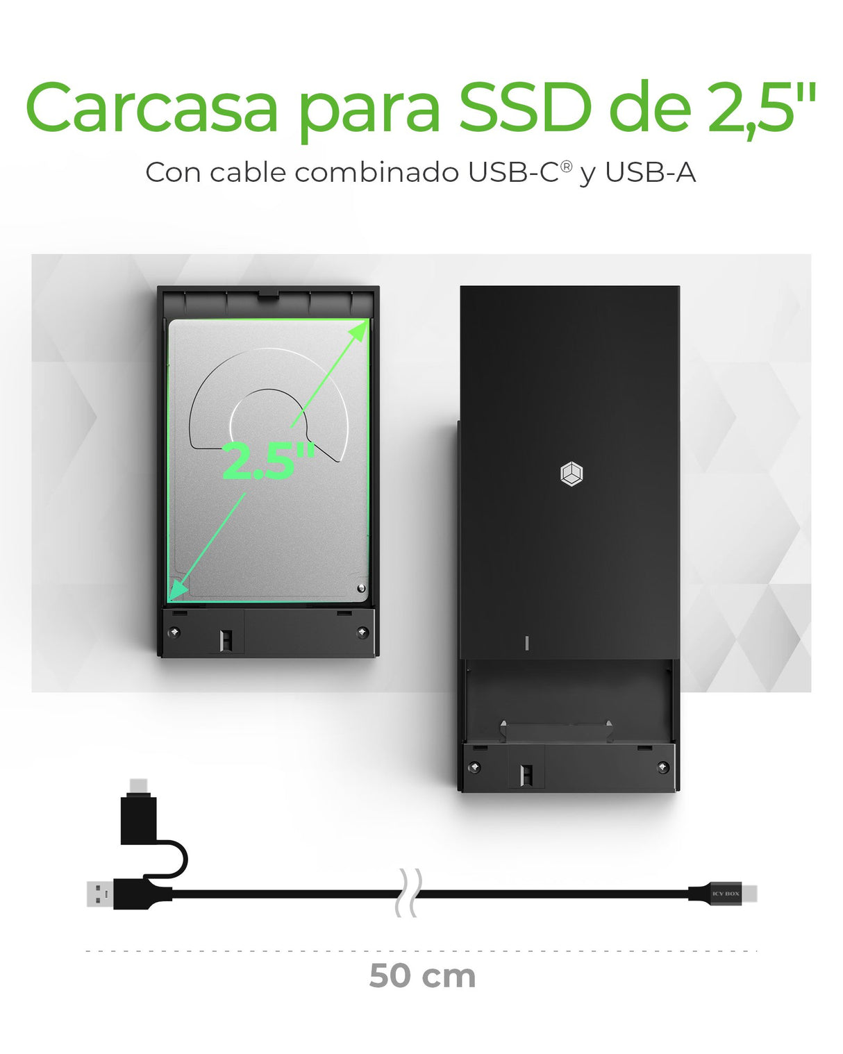 EAN 4250078172932 - ICY BOX IB-200T-C3 Caja externa para unidad de estado sólido (SSD) Negro 2.5" imagen 2