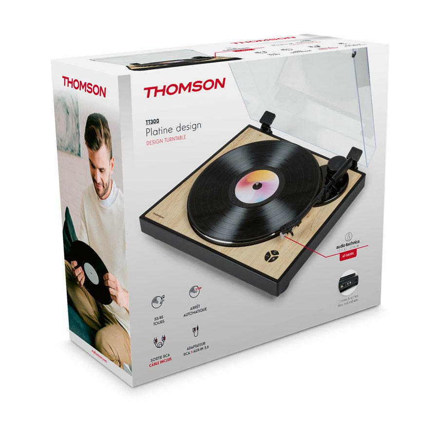Tocadiscos Thomson Tt300 De Tracción Por Correa Negro, Amarillo