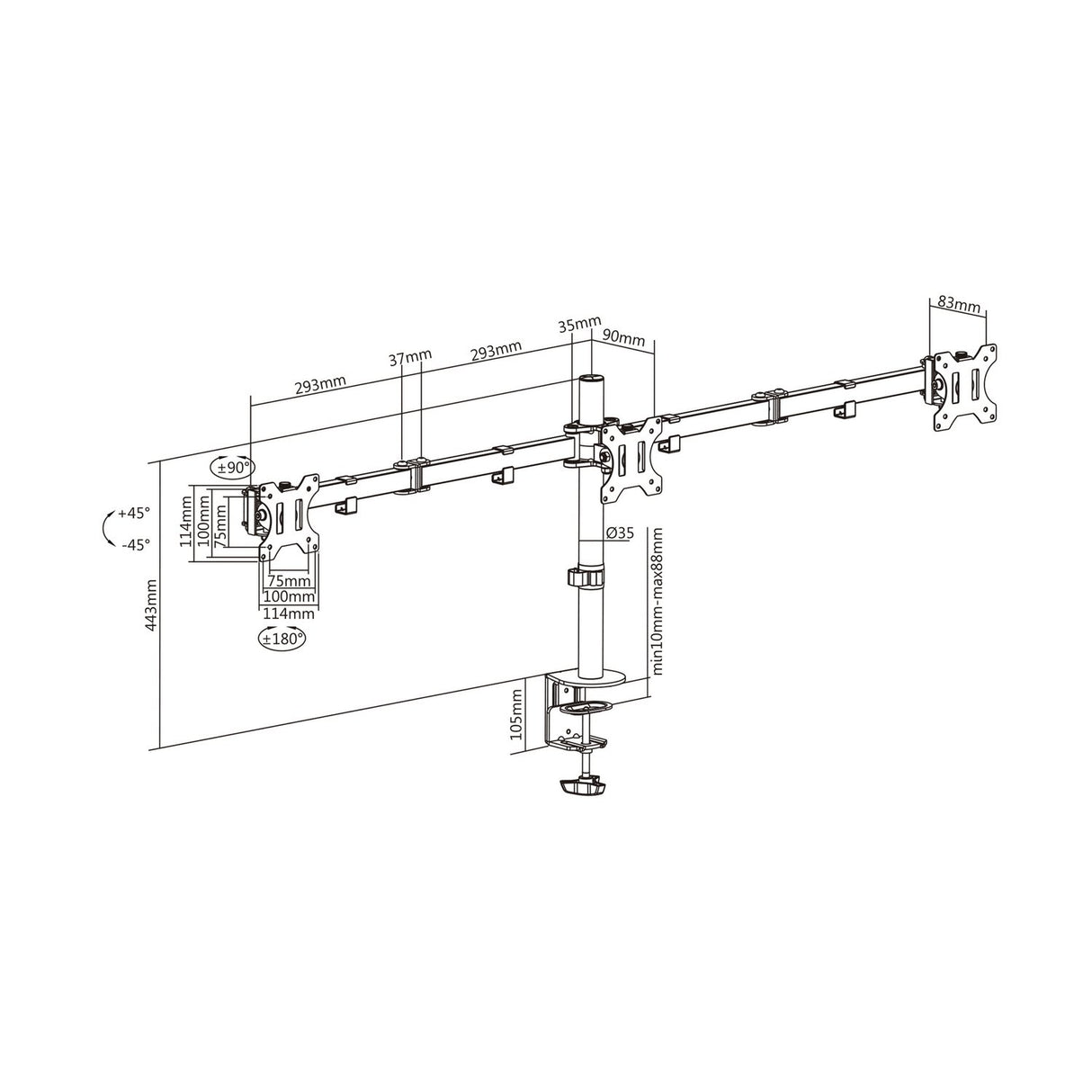 EAN 8436574704860 - AISENS DT27TSR-061 soporte para monitor 68,6 cm (27") Escritorio imagen 6