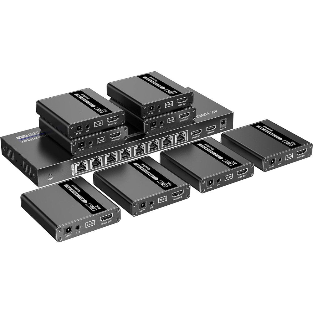 8-Way Hdmi Splitter With Extender On 4k Network Cable
