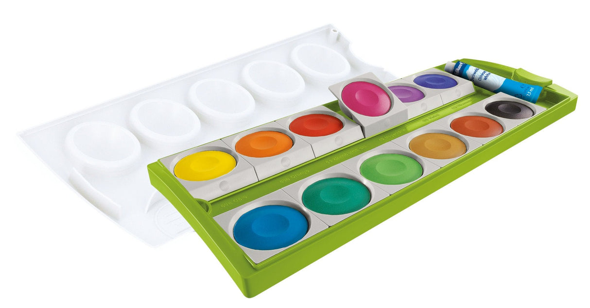 Caja De Pintura Pelikan K12® Verde Con Blanco Opaco, 12 Colores