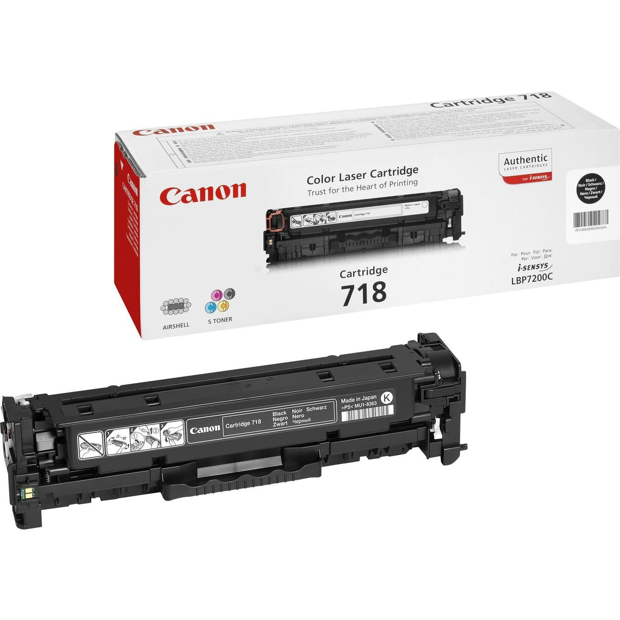EAN 4960999628639 - Canon CRG-718 Bk cartucho de tóner 1 pieza(s) Original Negro imagen 1