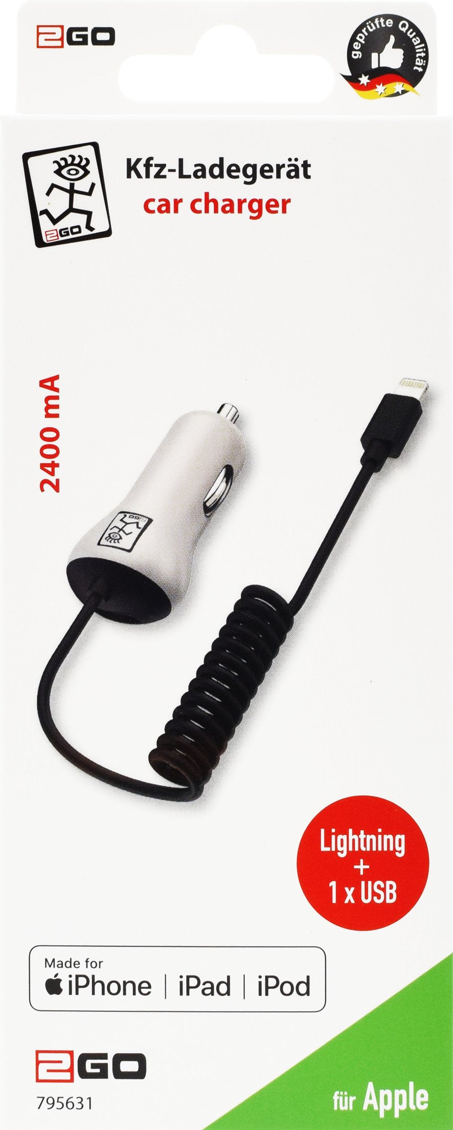 EAN 4010425956314 - 2GO 795631 cargador de dispositivo móvil Smartphone, Tableta Blanco Encendedor de cigarrillos Auto imagen 2