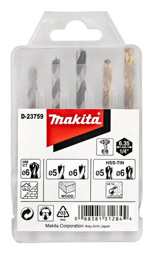 Makita Juego De Brocas 1/4 ", 5 Piezas D-23759