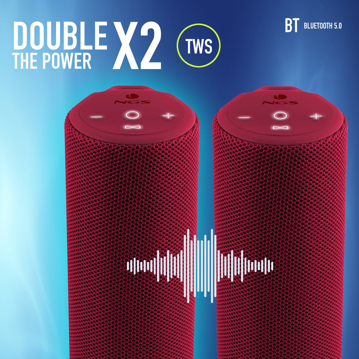 Altavoz Con Bluetooth Ngs Roller Reef 20w 2.0 Rojo