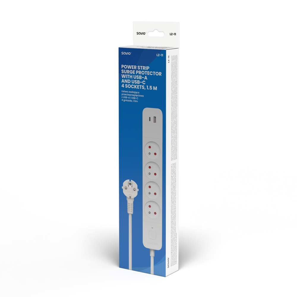 EAN 5901986047865 - Savio LZ-114 4 salidas AC Tipo E 1,5 m 2 3680 W Blanco imagen 3