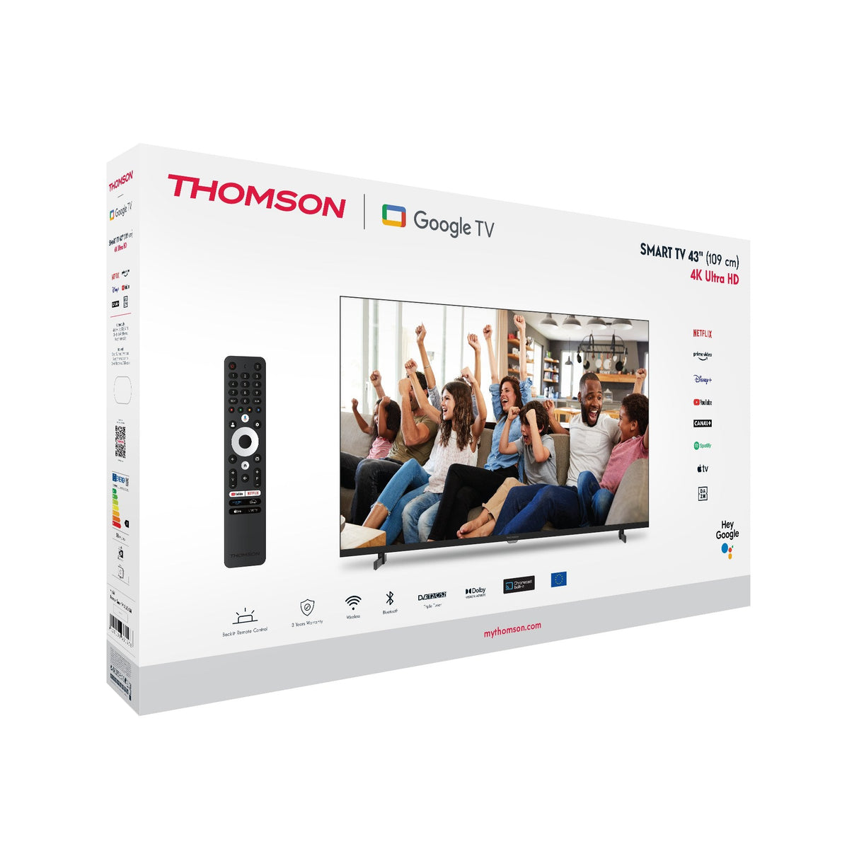 Thomson 43ug4s14, Tv Led 109 Cm (43 Pulgadas), Negro, Ultrahd/4k, Google Tv, Triple Sintonizador, Hdr 43ug4s14