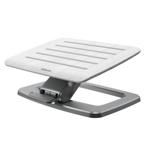 Fellowes Hana Reposapies - Ajustable En 2 Alturas - Superficie Inclinable Y Rotatoria - Base De Metal Antideslizante - Color Blanco