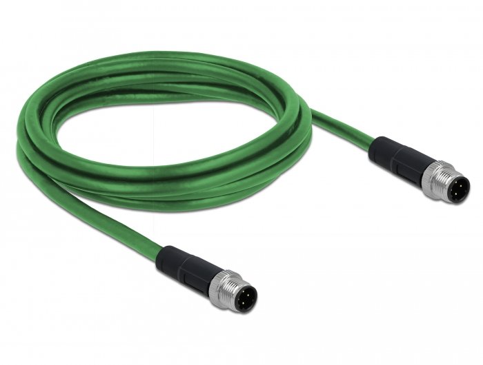 Delock 85918 Cable De Red M12 De 4 Polos Con Codificación D Macho A Macho Tpu 2 M