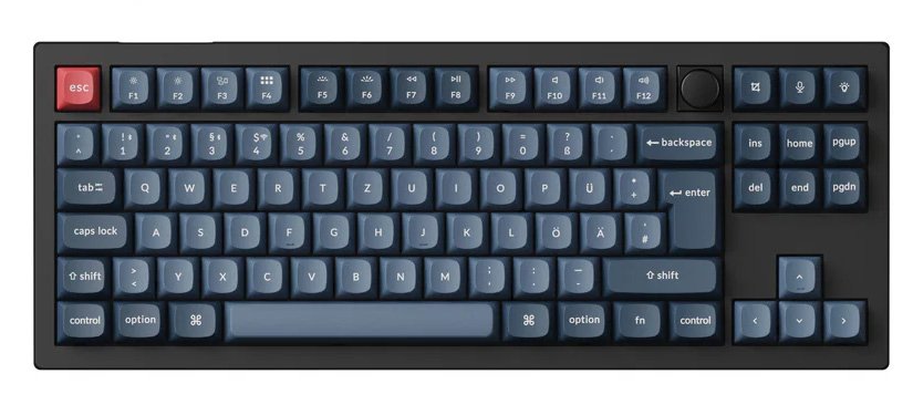 Keychron V3 Max, Teclado Para Juegos Negro/Azul-Gris, Diseño De, Gateron Jupiter Brown, Hot-Swap, Rgb V3m-D3-De