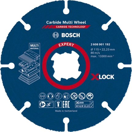 Bosch Disco De Corte Expert X-Lock Carbide Multiwheel, Ø 115 Mm 2608901192