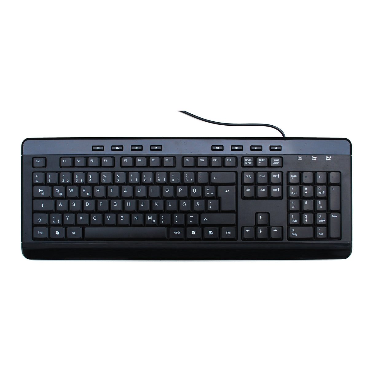 Mediarange Tastatur Multimedia Keyboard Black 8 Sondertasten