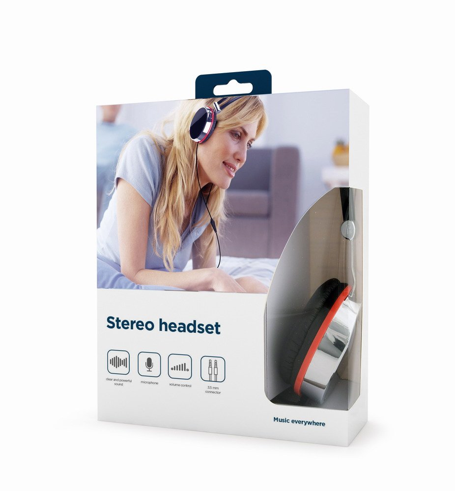 EAN 8716309078283 - Gembird MHS-903 auricular y casco Auriculares Alámbrico Diadema Llamadas/Música Negro, Rojo, Plata imagen 2