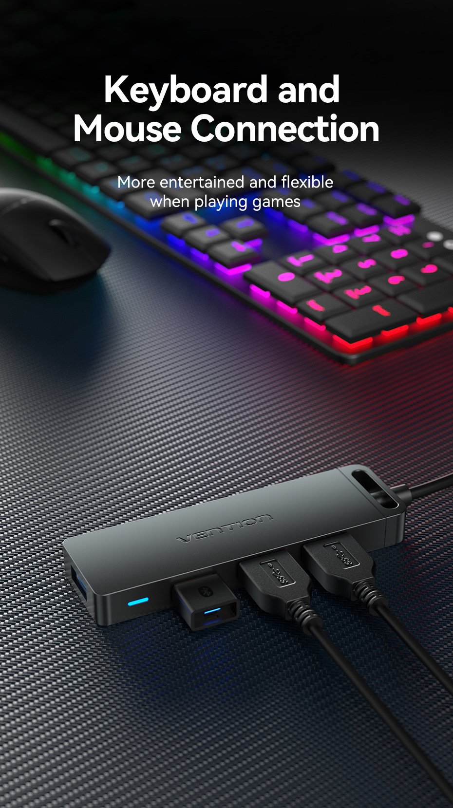 Hub Usb 3.0 Vention Chlbd 4xusb Microusb Pd 50cm