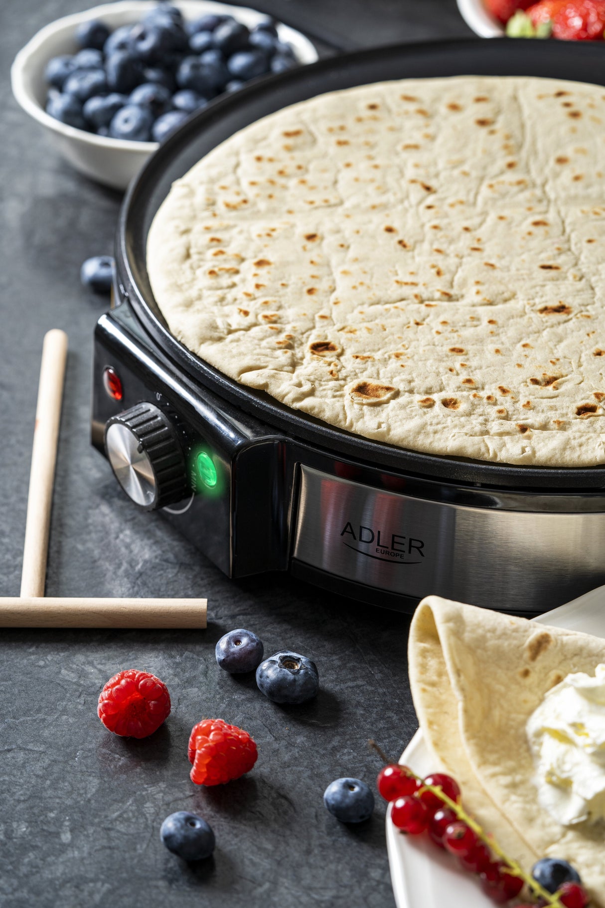 Adler Ad 3058 Crepe Maker, 1600 W, 30 Cm, Stainless Steel Black
