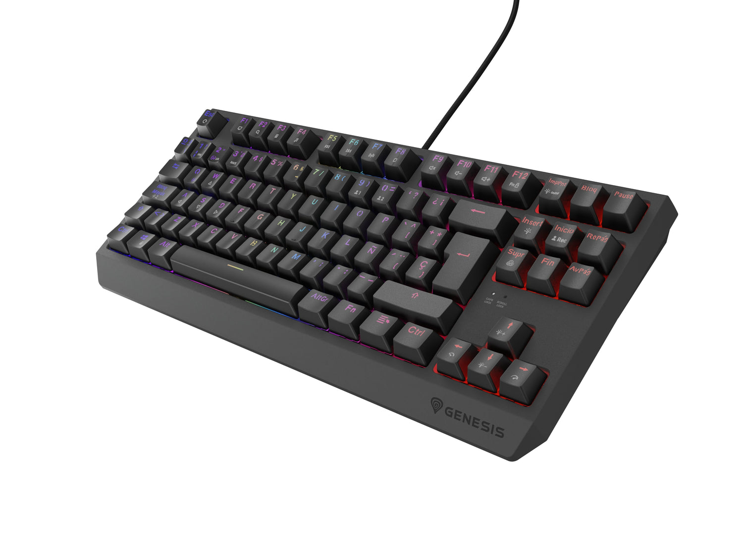 Teclado Gaming Español  Genesis Thor230 Tkl Rgb Mecanico Negro Switch Outemurojo Hot Swap