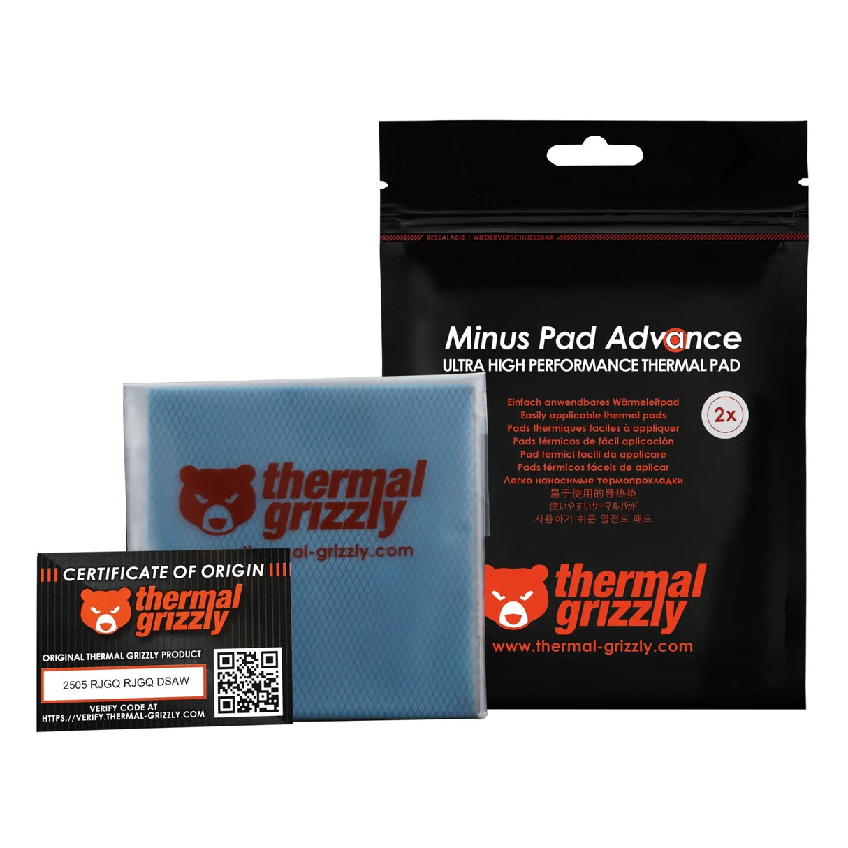 Thermal Grizzly Minus Pad Advance - 100x100x2.0 Mm, Almohadillas Térmicas, Paquete De 2 Tg-Mp-A-100-100-20-2