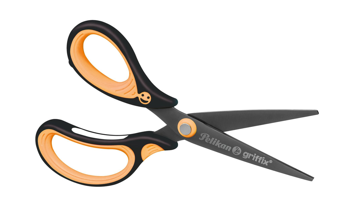 Tijera Pelikan Griffix Universal Corte Recto Negro, Naranja