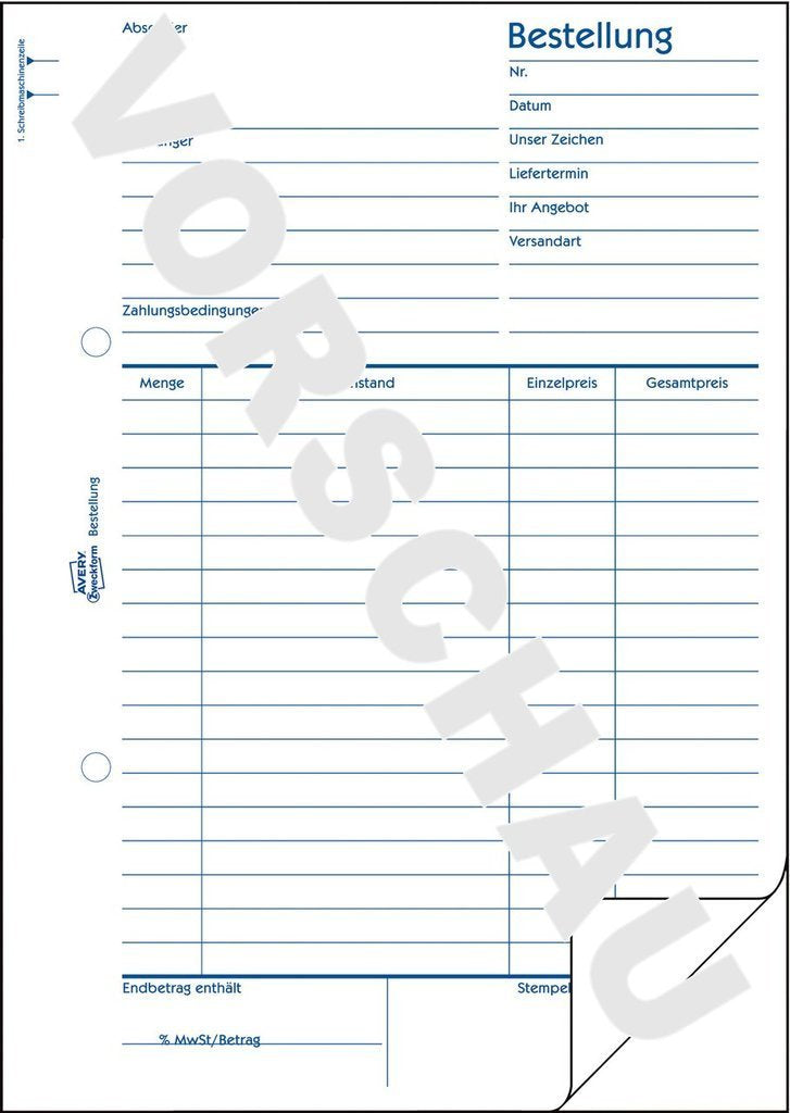 Avery Zweckform Bestellformular - 50 Hoja - A5 (148 X 210 Mm)
