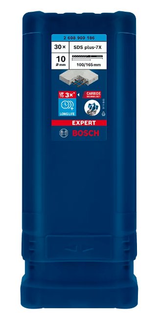 Bosch Professional Expert Broca Percutor Sds-Plus-7x, Ø 10 Mm, 30 Piezas Longitud Útil 100 Mm 2608900186