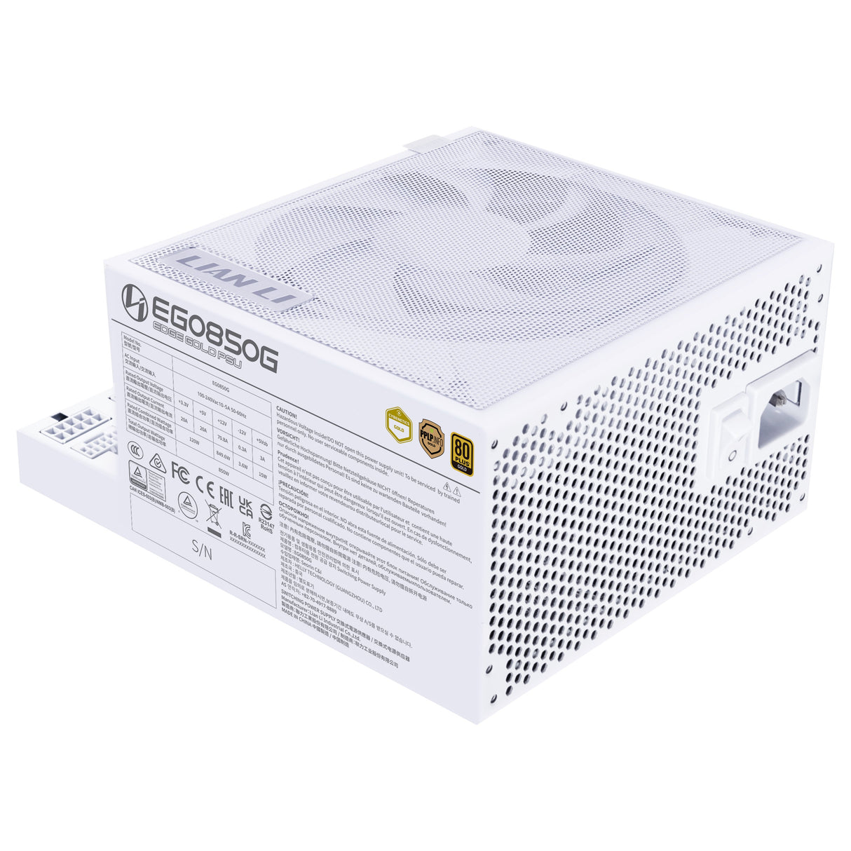 EAN 4718466016331 - Lian Li EG0850G unidad de fuente de alimentación 850 W 20+4 pin ATX ATX Blanco imagen 3