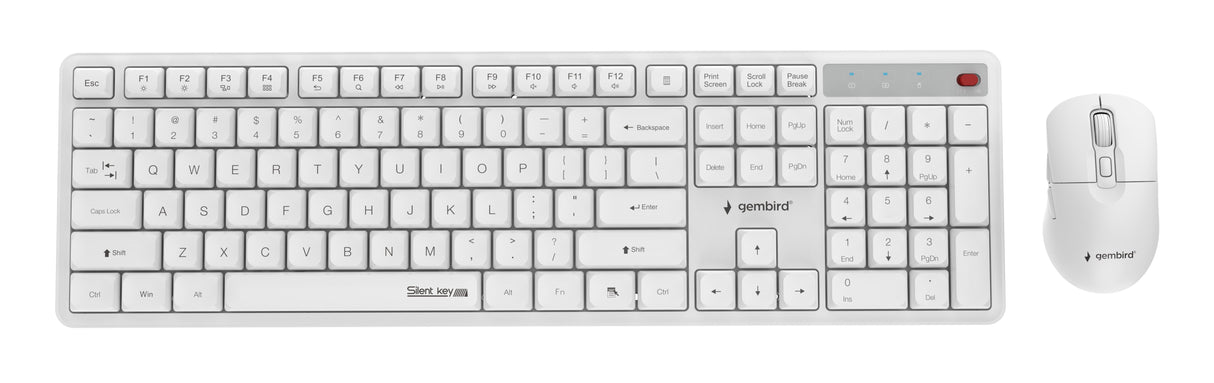 Keyboard +Mouse Wrl Eng/White Kbs-Wms-01-W Gembird