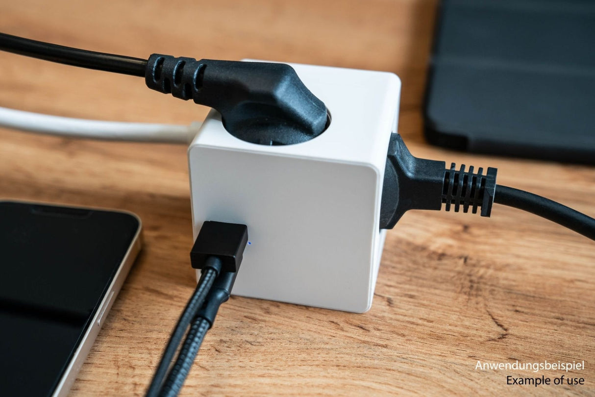 Cablemeister Steckdosenwürfel Mit 5m Zuleitung 3x Schuko 1x Usb-C 20w Pd 3.0 Usb-A 18w Weiss