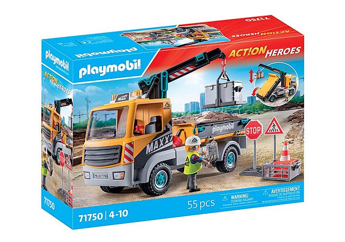 Playmobil Action Heroes 71750 Ciezarówka Budowlana Z Dzwigiem