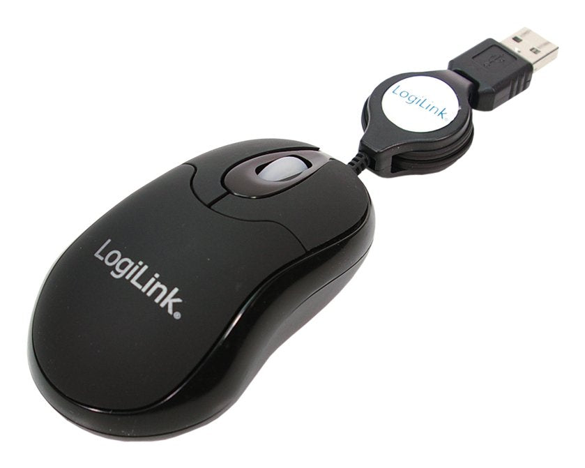 Logilink Raton Optico 800 Dpi Led Con Cable Retractable Usb Negro Id0016