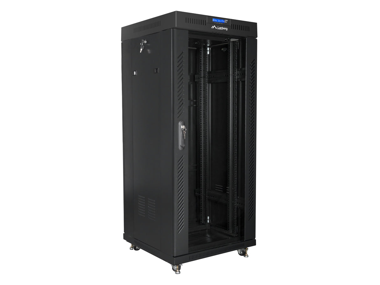 EAN 5901969430370 - Lanberg free standing rack 19inch cabinet 27U 600x600 glass door LCD flat pack black Rack o bastidor inde imagen 3