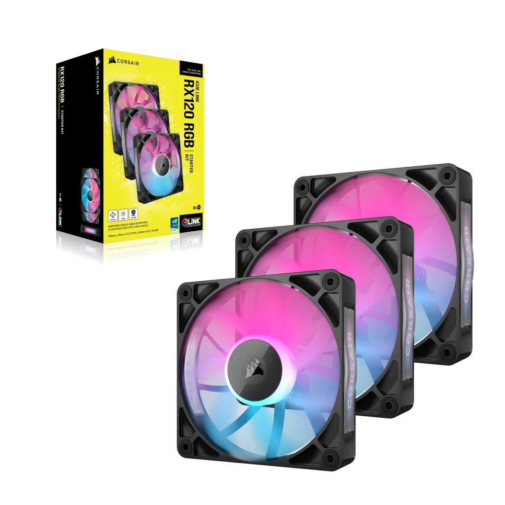 EAN 0840006680925 - Corsair iCUE LINK RX120 RGB Carcasa del ordenador Ventilador 12 cm Negro 3 pieza(s) imagen 2