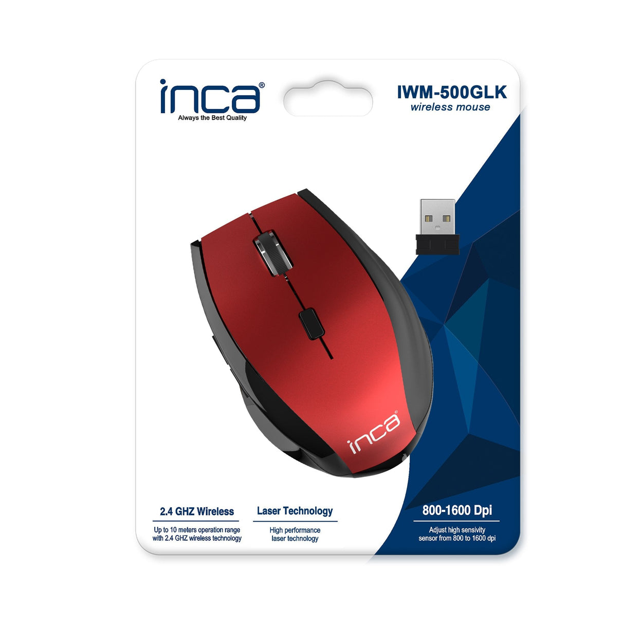 Inca Raton Iwm-500glk Nano-Usb, Wireless, Laser, 1600 Dpi, Rd Retail
